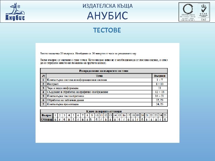 ИЗДАТЕЛСКА КЪЩА АНУБИС ТЕСТОВЕ 