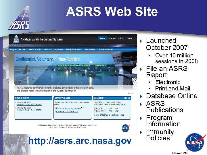ASRS Web Site 4 Launched October 2007 • Over 10 million sessions in 2008