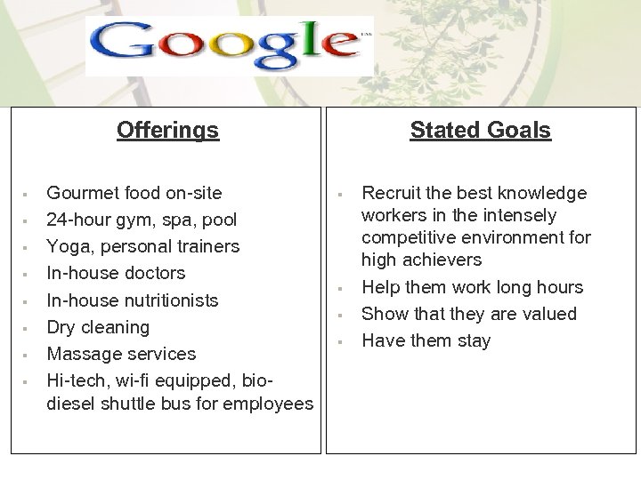 Offerings § § § § Gourmet food on-site 24 -hour gym, spa, pool Yoga,