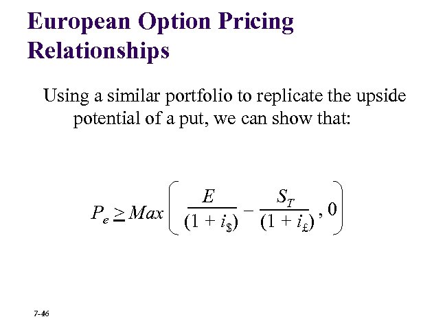 European Option Pricing Relationships Using a similar portfolio to replicate the upside potential of