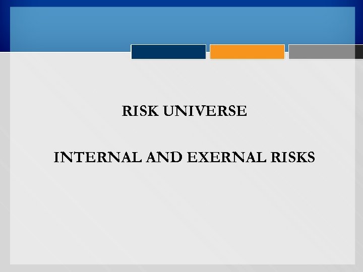 RISK UNIVERSE INTERNAL AND EXERNAL RISKS 