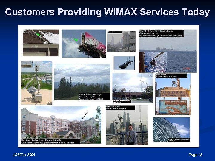 Customers Providing Wi. MAX Services Today JCS/Oct 2004 Page 12 