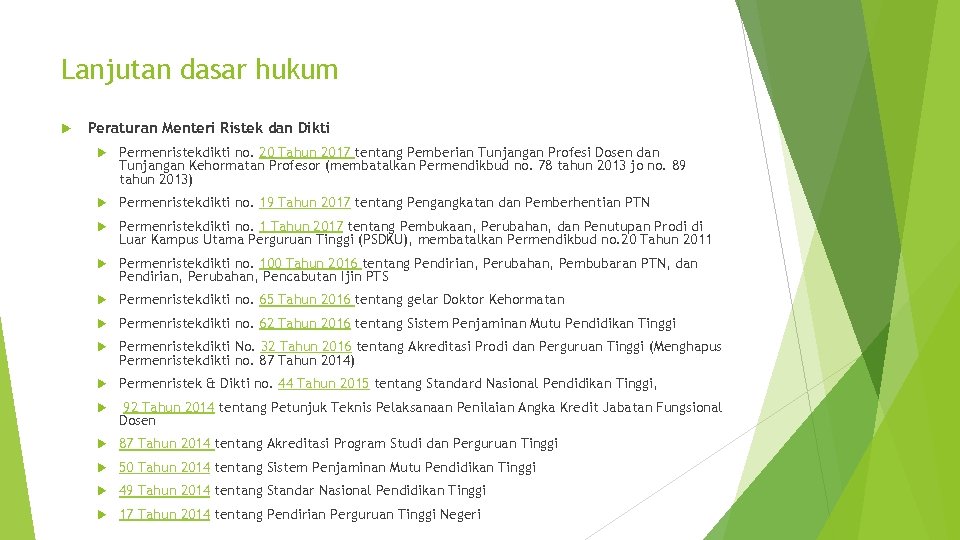 Lanjutan dasar hukum Peraturan Menteri Ristek dan Dikti Permenristekdikti no. 20 Tahun 2017 tentang