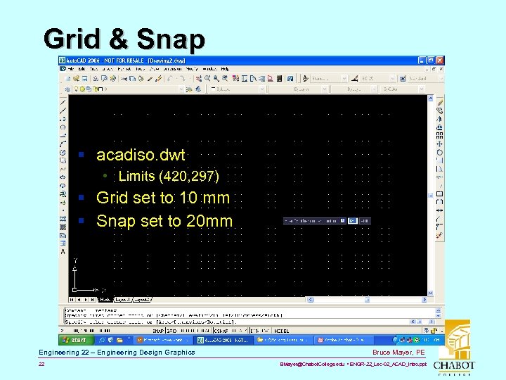 Grid & Snap § acadiso. dwt • Limits (420, 297) § Grid set to