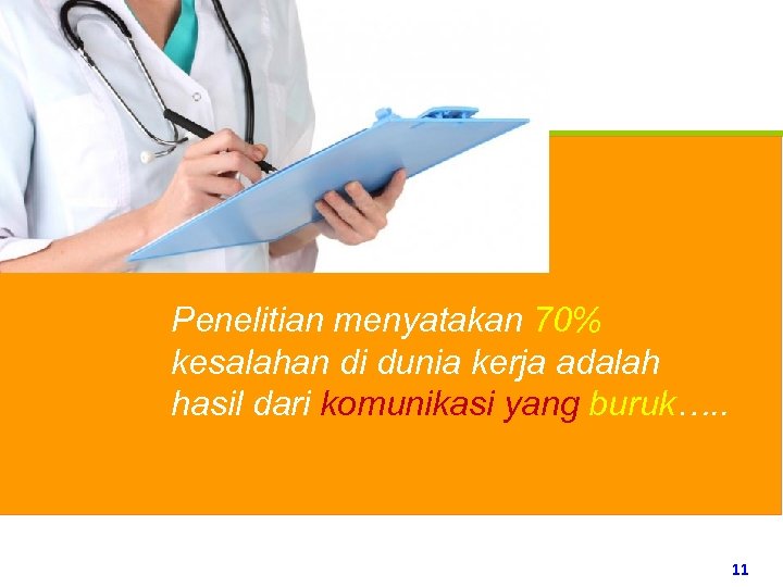 Penelitian menyatakan 70% kesalahan di dunia kerja adalah hasil dari komunikasi yang buruk…. .