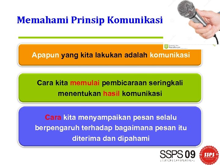 Memahami Prinsip Komunikasi Apapun yang kita lakukan adalah komunikasi Cara kita memulai pembicaraan seringkali