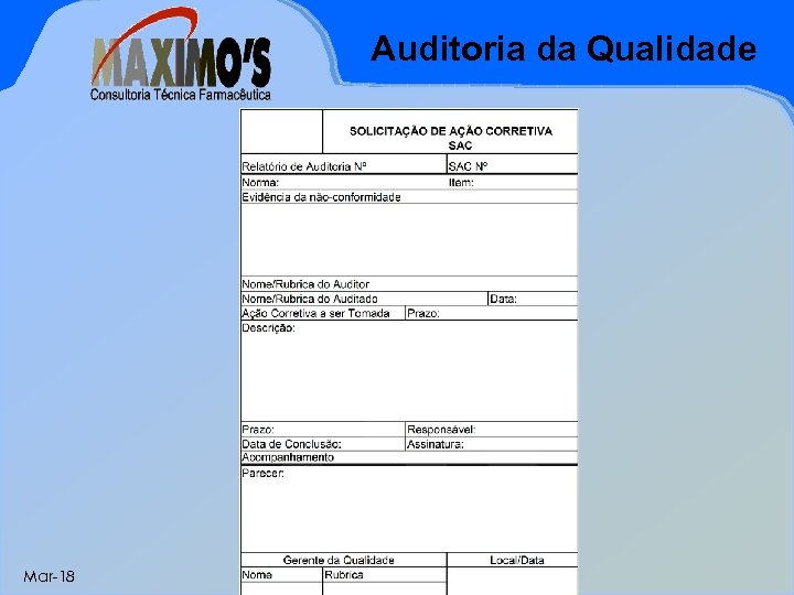 Auditoria da Qualidade Mar-18 