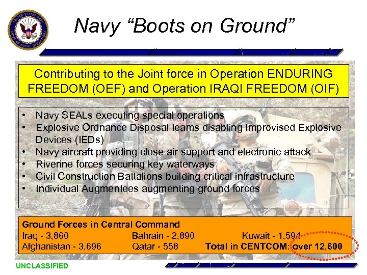 Navy “Boots on Ground” Contributing to the Joint force in Operation ENDURING FREEDOM (OEF)