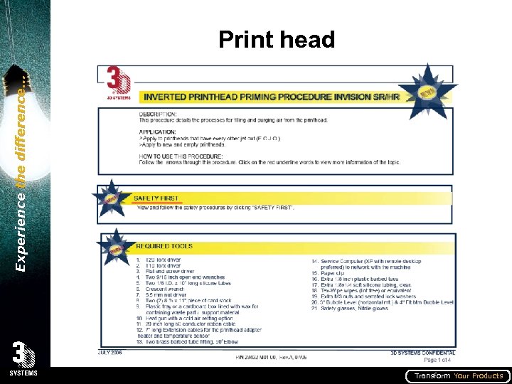 Experience the difference… Print head Transform Your Products 