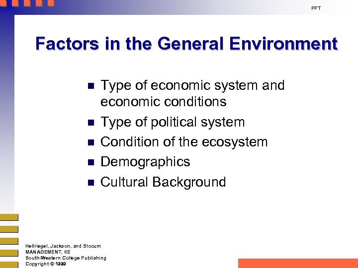 PPT Factors in the General Environment n n n Type of economic system and