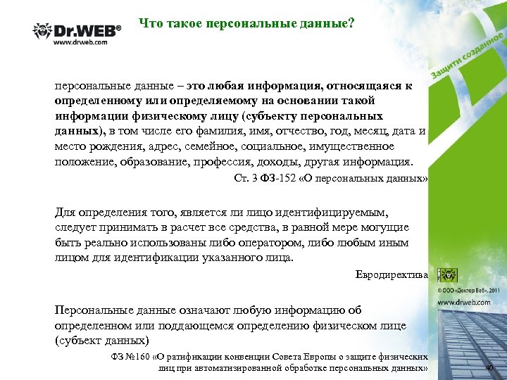 Что такое персональные данные? персональные данные – это любая информация, относящаяся к определенному или