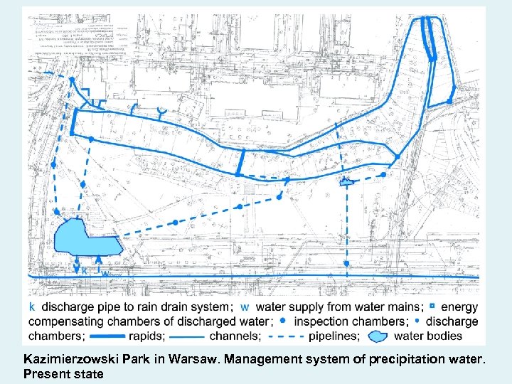 Kazimierzowski Park in Warsaw. Management system of precipitation water. Present state 