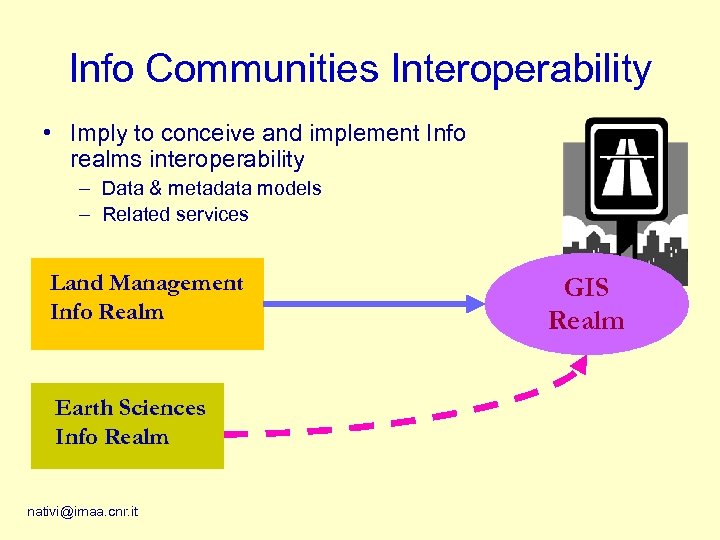 Info Communities Interoperability • Imply to conceive and implement Info realms interoperability – Data