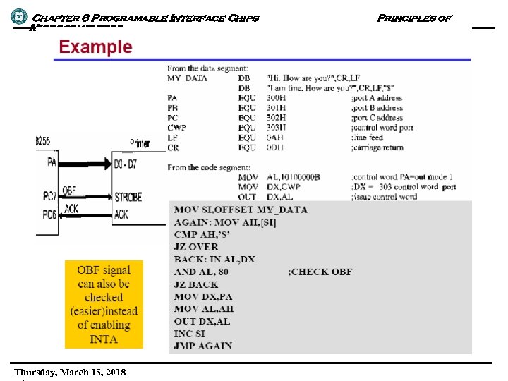 Chapter 8 Programable Interface Chips Microcomputers Thursday, March 15, 2018 Principles of 