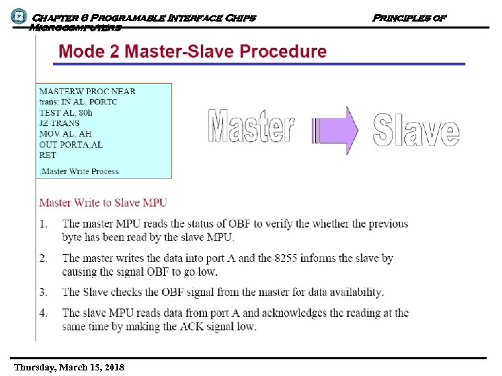 Chapter 8 Programable Interface Chips Microcomputers Thursday, March 15, 2018 Principles of 