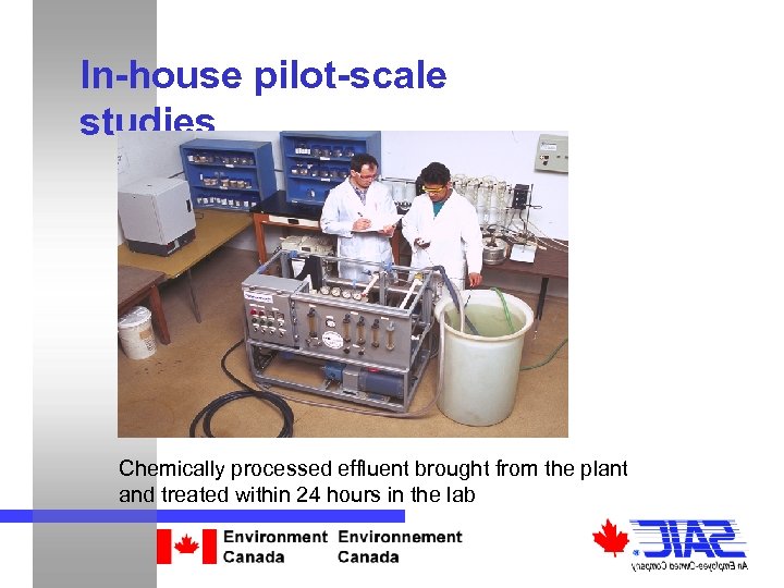 In-house pilot-scale studies Chemically processed effluent brought from the plant and treated within 24