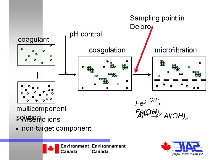 coagulant p. H control coagulation Sampling point in Deloro microfiltration + multicomponent solution ions