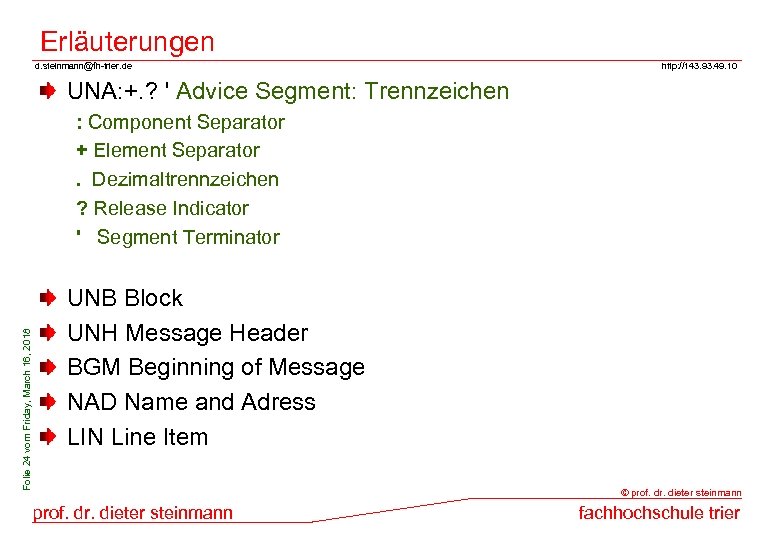 Erläuterungen d. steinmann@fh-trier. de http: //143. 93. 49. 10 UNA: +. ? ' Advice
