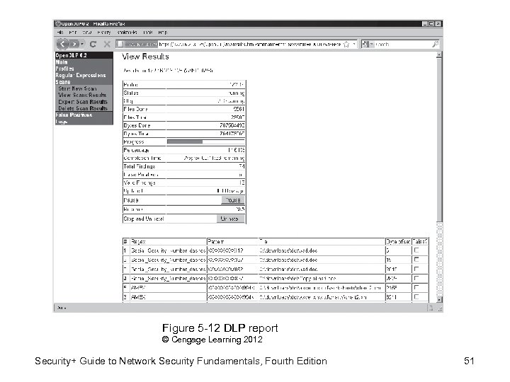 Figure 5 -12 DLP report © Cengage Learning 2012 Security+ Guide to Network Security