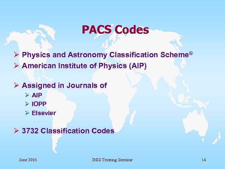 PACS Codes Ø Physics and Astronomy Classification Scheme® Ø American Institute of Physics (AIP)