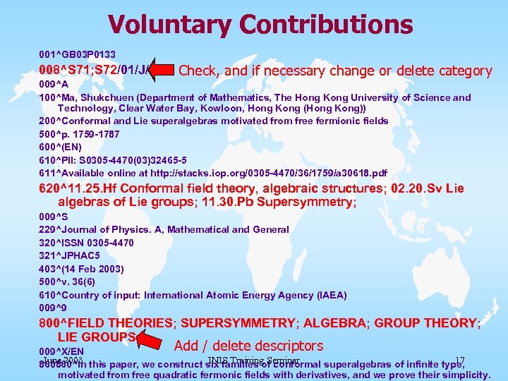 Voluntary Contributions 001^GB 03 P 0133 008^S 71; S 72/01/J/AS Check, and if necessary