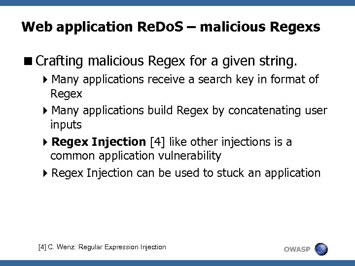 Web application Re. Do. S – malicious Regexs <Crafting malicious Regex for a given