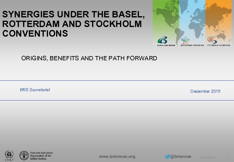 SYNERGIES UNDER THE BASEL, ROTTERDAM AND STOCKHOLM CONVENTIONS ORIGINS, BENEFITS AND THE PATH FORWARD