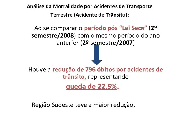 Análise da Mortalidade por Acidentes de Transporte Terrestre (Acidente de Trânsito): Ao se comparar