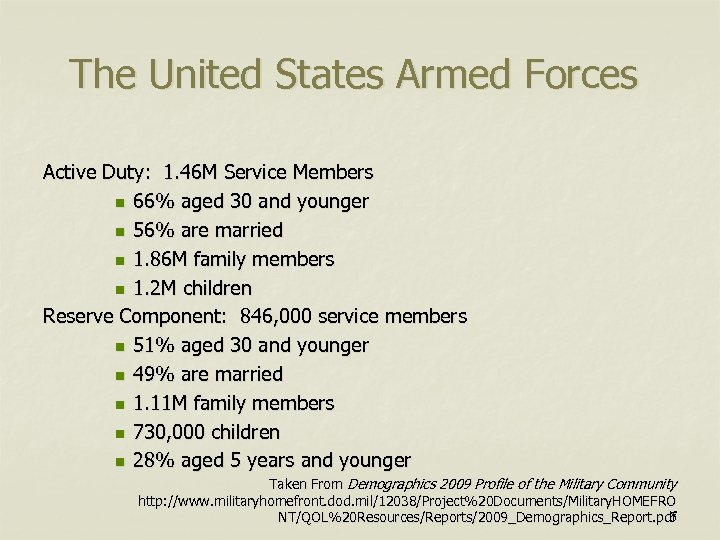 The United States Armed Forces Active Duty: 1. 46 M Service Members n 66%
