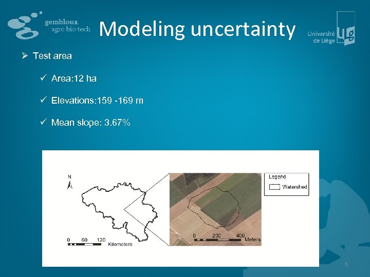 Modeling uncertainty Ø Test area ü Area: 12 ha ü Elevations: 159 -169 m