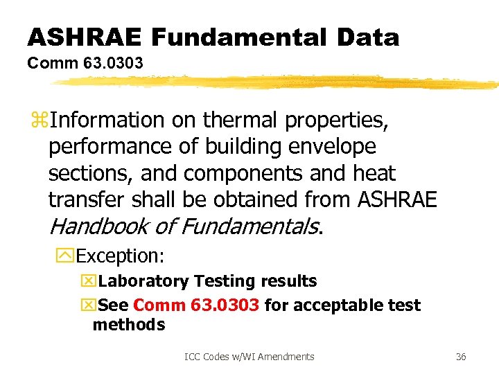 ASHRAE Fundamental Data Comm 63. 0303 z. Information on thermal properties, performance of building