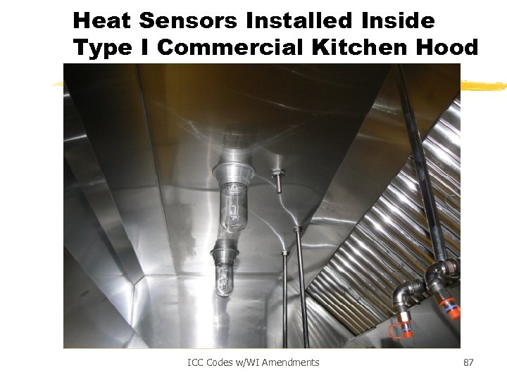 Heat Sensors Installed Inside Type I Commercial Kitchen Hood ICC Codes w/WI Amendments 87