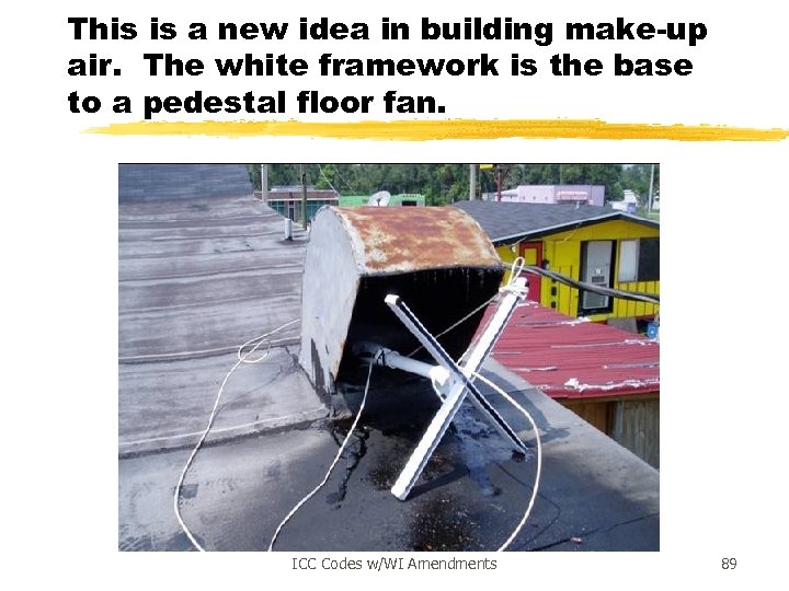 This is a new idea in building make-up air. The white framework is the