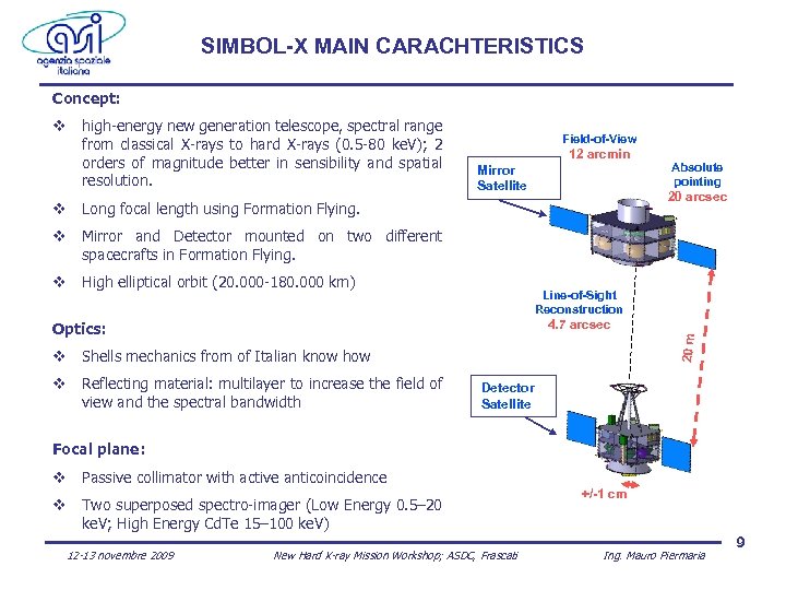 SIMBOL-X MAIN CARACHTERISTICS Concept: v high-energy new generation telescope, spectral range from classical X-rays