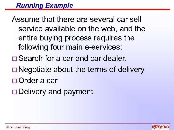 Running Example Assume that there are several car sell service available on the web,