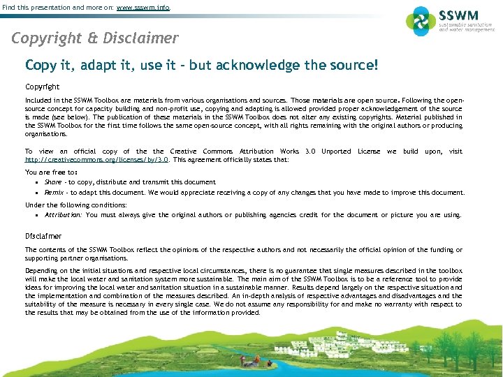 Find this presentation and more on: www. ssswm. info. Copyright & Disclaimer Copy it,