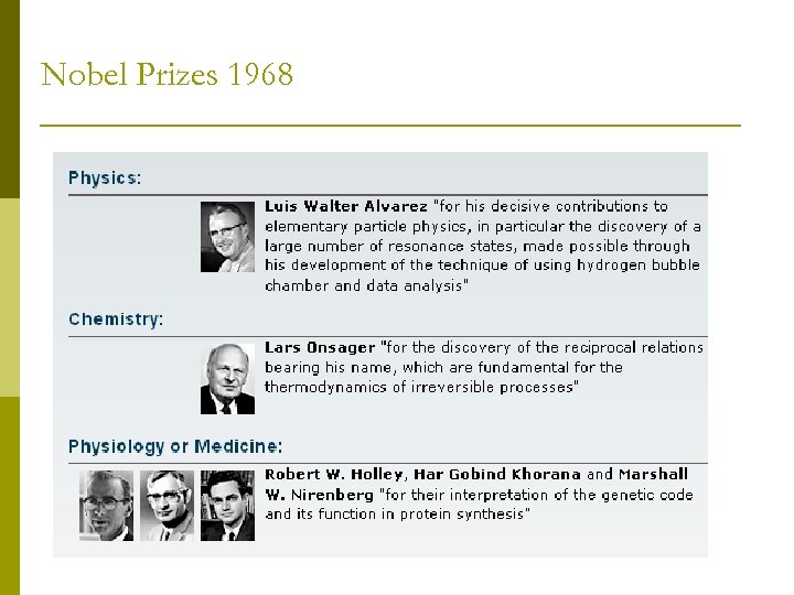 Nobel Prizes 1968 