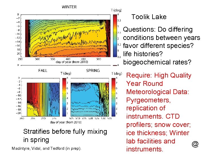 Toolik Lake Questions: Do differing conditions between years favor different species? life histories? biogeochemical