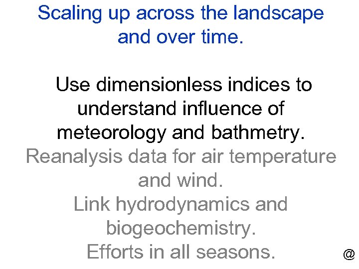 Scaling up across the landscape and over time. Use dimensionless indices to understand influence