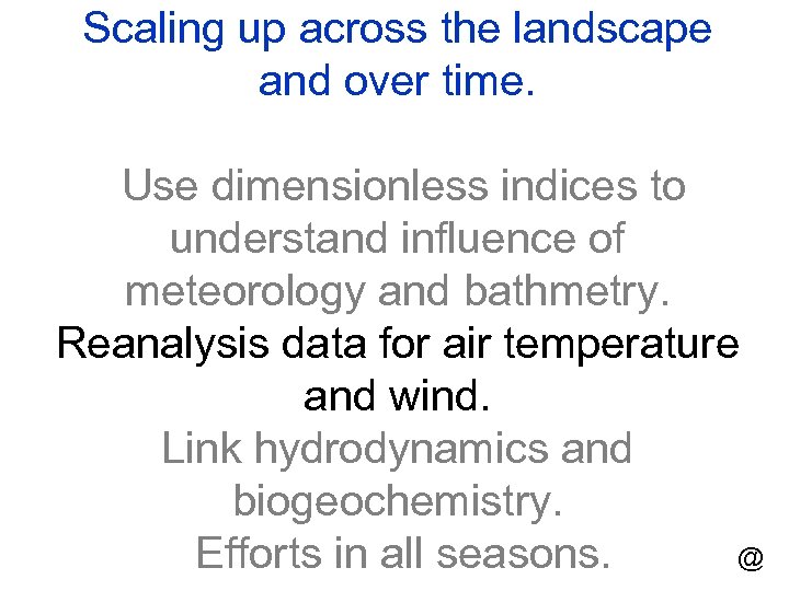 Scaling up across the landscape and over time. Use dimensionless indices to understand influence