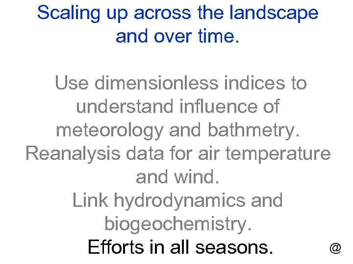 Scaling up across the landscape and over time. Use dimensionless indices to understand influence