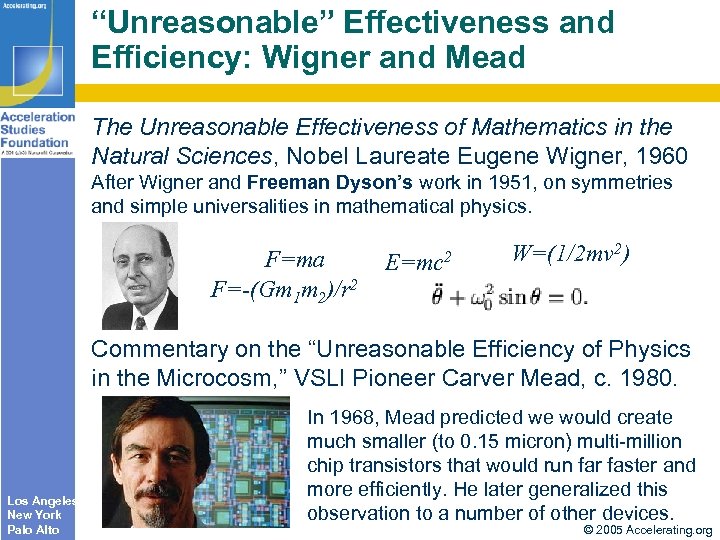 “Unreasonable” Effectiveness and Efficiency: Wigner and Mead The Unreasonable Effectiveness of Mathematics in the