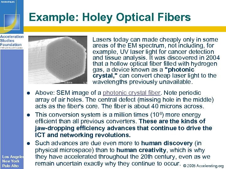 Example: Holey Optical Fibers Lasers today can made cheaply only in some areas of