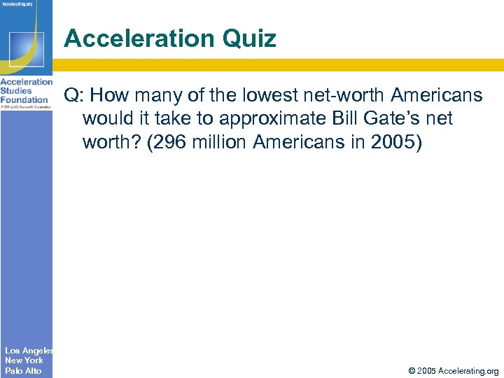 Acceleration Quiz Q: How many of the lowest net-worth Americans would it take to