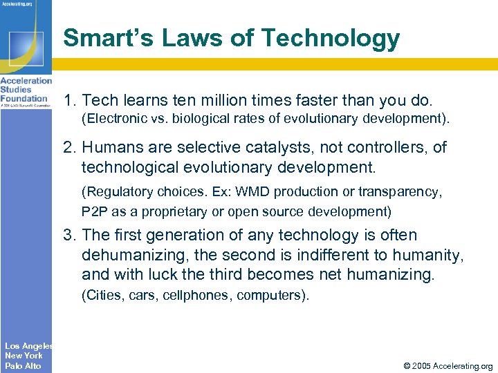 Smart’s Laws of Technology 1. Tech learns ten million times faster than you do.