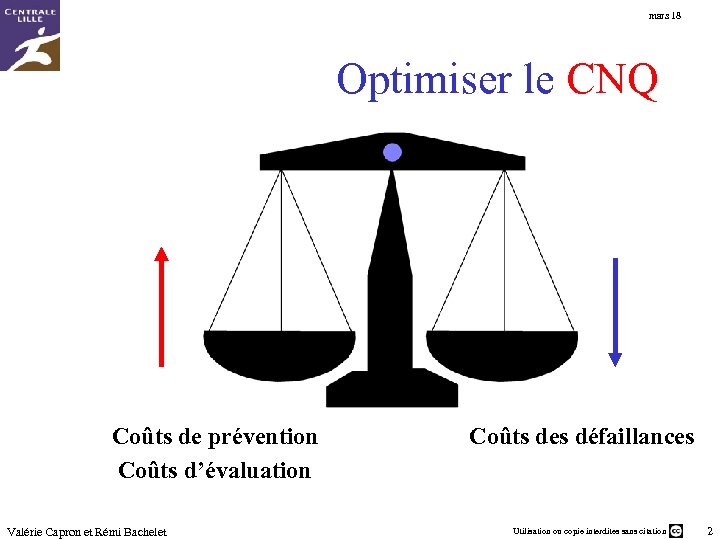 mars 18 Optimiser le CNQ Coûts de prévention Coûts d’évaluation Valérie Capron et Rémi