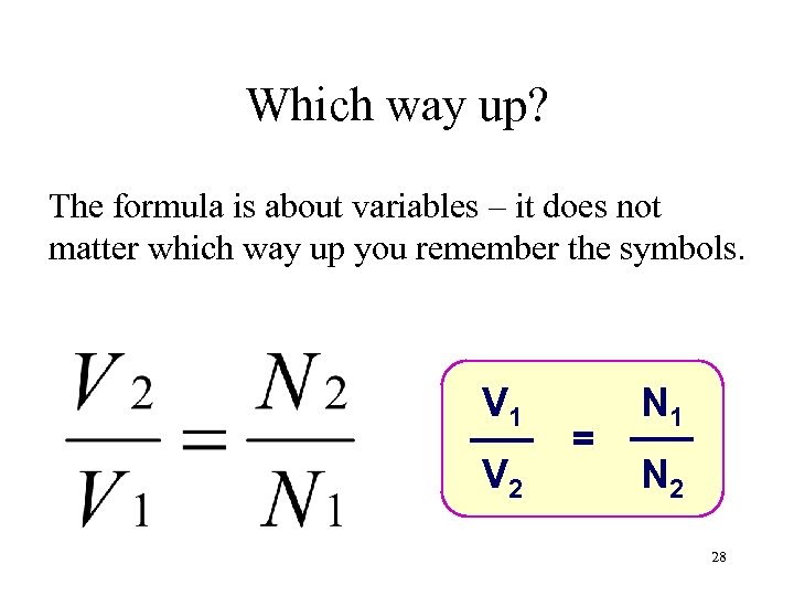 Which way up? The formula is about variables – it does not matter which