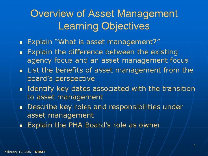 Overview of Asset Management Learning Objectives n n n Explain “What is asset management?