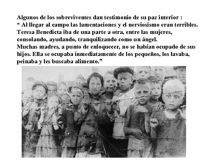 Algunos de los sobreviventes dan testimonio de su paz interior : “ Al llegar