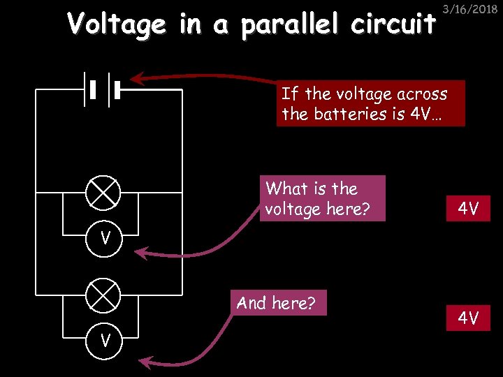 Voltage in a parallel circuit 3/16/2018 If the voltage across the batteries is 4